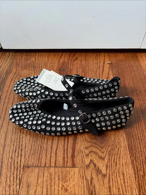 a new day Black Studded Mary Jane Flats size 8 New - Image 5