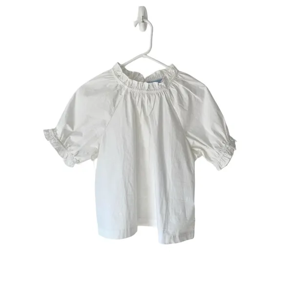 Hill House The Kit Ruffled Neck Short Sleeve Blouse White size medium - Image 4