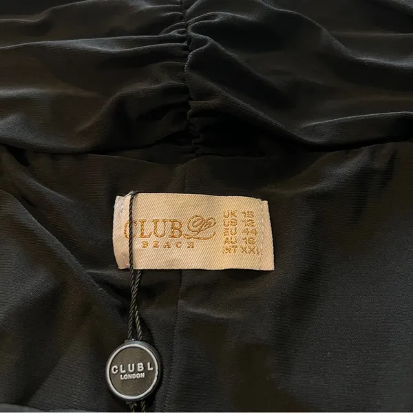 CLUB L LONDON Off The Shoulder Black Maternity Bardot‎ Fitted Jumpsuit - Image 13