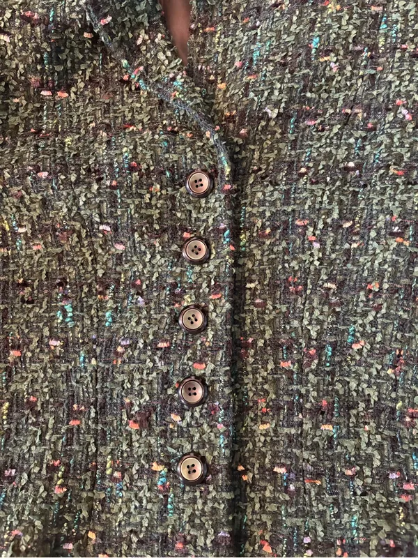 Carlisle Green Boucle Tweed Cropped Blazer Womens 8 Green Wool‎ Blend - Image 3