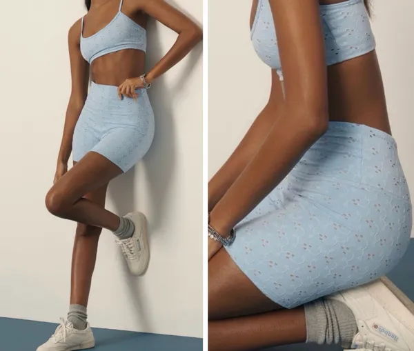 STRUT THIS Eyelet Matching Sport Bra & Shorts Set, Size M - Image 2