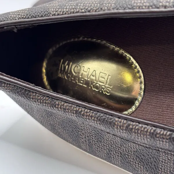 Michael Kors MK Logo Slip On Sneakers Brown PVC Size 8M Women's Luxury Casual - Image 6