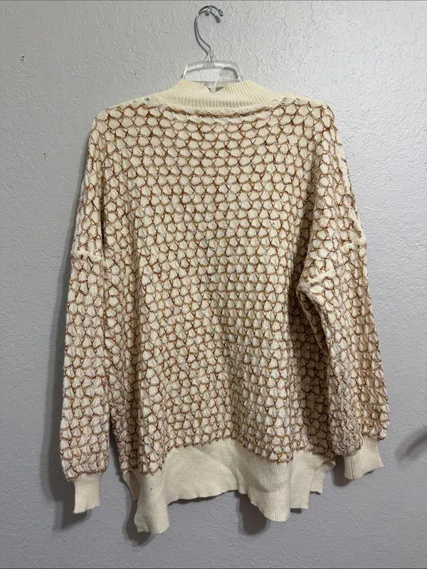 Gilded Intent Textured Sweater oversized mock neck honeycomb open-knit structure - Image 7