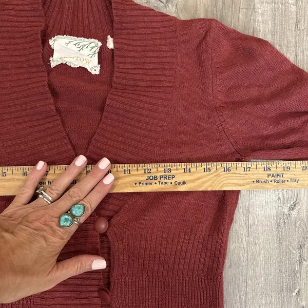 Sparrow Anthropologie Brick Red Cardigan - Size M Shawl Collar Cashmere Blend - Image 6