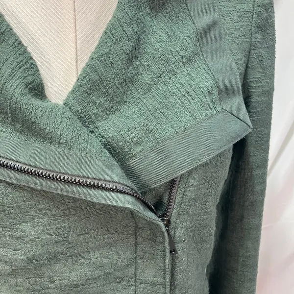 Vince Green Moto Jacket Womens XS Lightweight Full‎ Zip Pockets Textured - Image 14