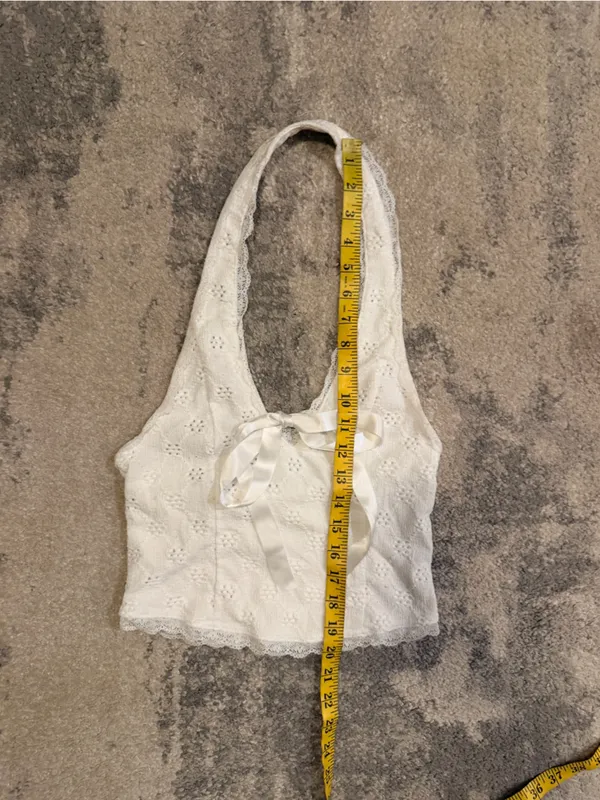 Kimchi Blue White Lace Halter Top with Ribbon - Image 4