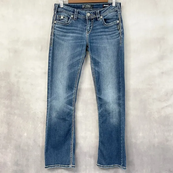 Silver Jeans Aiko Mid Boot Women 27 Low Rise Super Stretch Western Rodeo Country - Image 16