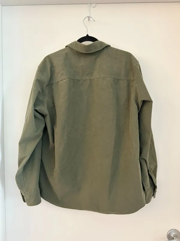 Uniqlo Unisex Jersey Oversized Shirt Jacket in Olive Green Streetwear Size M - Image 8