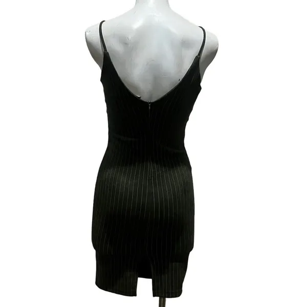 French Kiss Black Striped Mini Dress S Sleeveless V-Neck Party/Cocktail Summer - Image 3