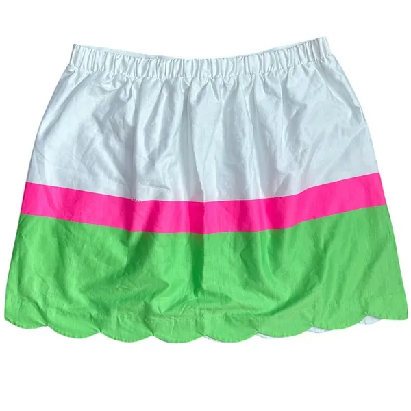 Lilly Pulitzer Colorblock Stripe Mimosa Skirt Scallop Hem Pockets Size‎ Large - Image 4