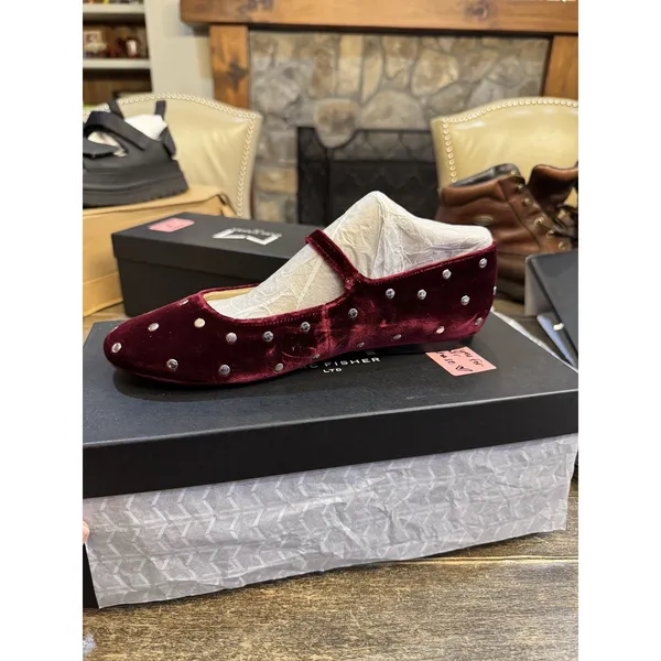 Marc Fisher Elizza‎ Dress Embellished Ballet Flats Size 10 Dark Red Mary Jane - Image 4