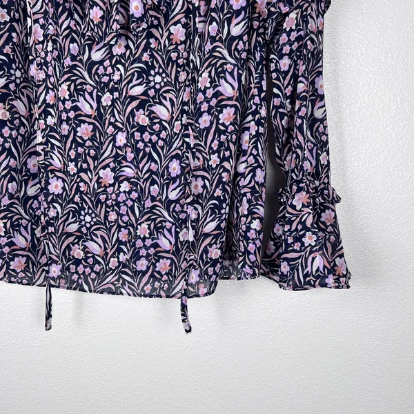 J. Crew Women's Ruffle Crinkle Chiffon Floral Blouse Sz XS - Image 4
