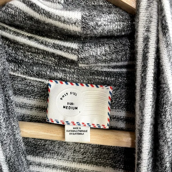 Anthropologie 9-H15 STCL gray white striped turtleneck‎ poncho sweater women's M - Image 3
