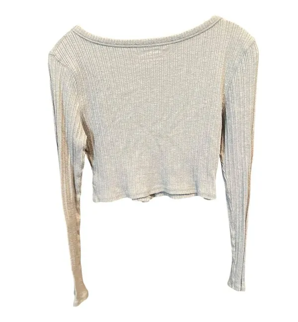 Aeropostale Light Gray Ribbed Crop Top - Image 2