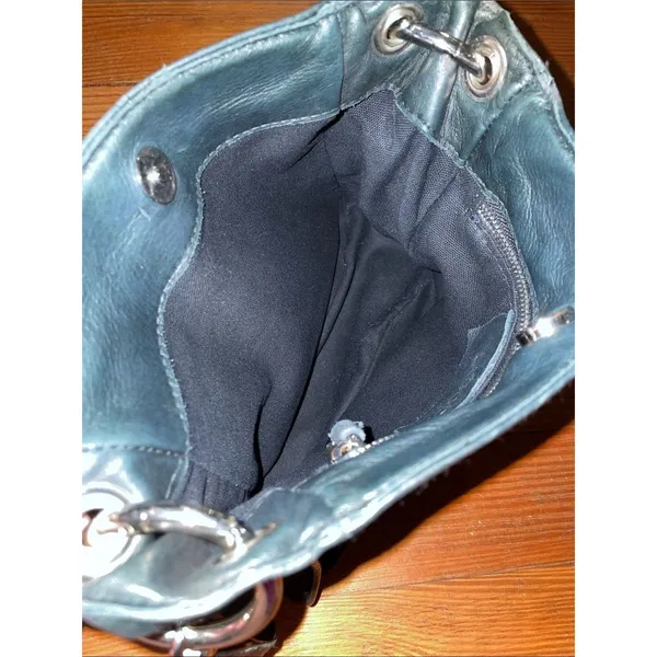 LAGGO Black Suede Leather Hobo Crossbody Bag Silver Grommet Hardware - Image 5