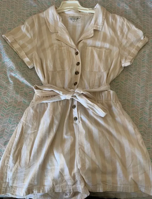 American Eagle Striped Utility Romper - Image 3