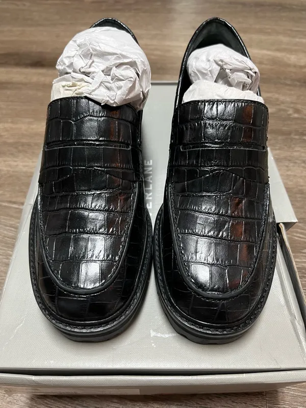 Everlane The Lug Loafer in Black Crocodile Size 6.5 - Image 7