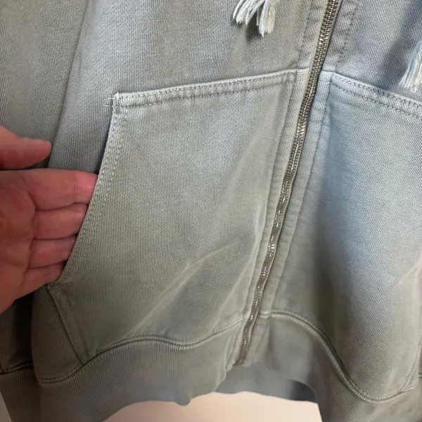 Brandy Melville Women’s Hoodie Jacket Full Zip Heavyweight Light Green One‎ Size - Image 4