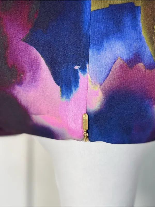 Trina Turk With A Twist Watercolor Floral Dress 10 Cocktail Wedding Guest Party - Image 6