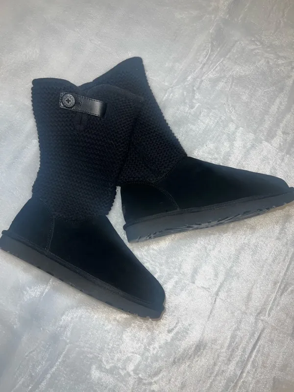 UGG Australia Women's Shaina Black Knit Cuff Ankle Boot - Image 5