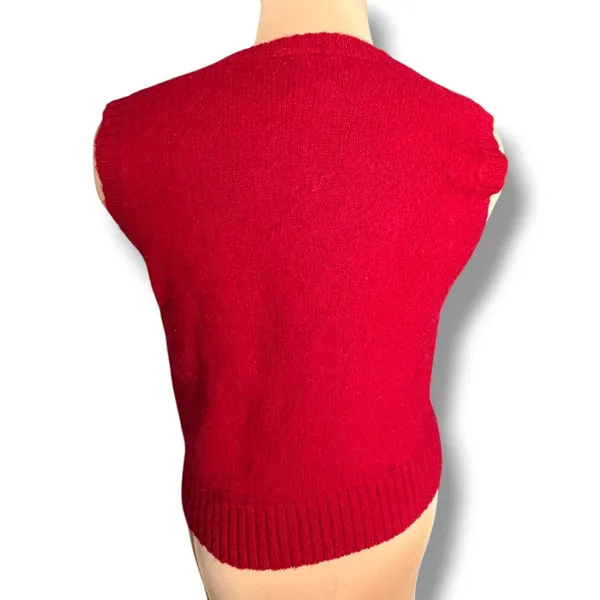 Skyr Sportswear Vintage Red Shetland Wool Black Sheep Sweater Vest Size 36 - Image 3