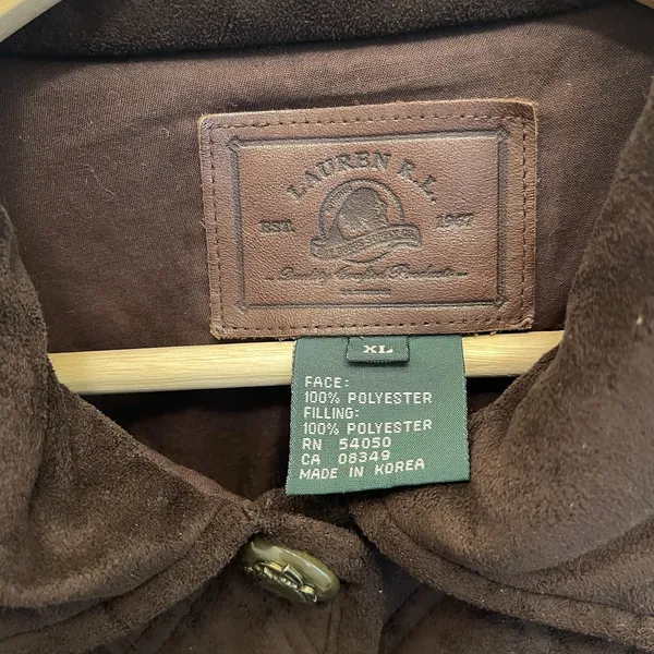 Lauren‎ Ralph Lauren Womens XL Quilted Velvet Velour Brown Barn Coat Jacket - Image 6