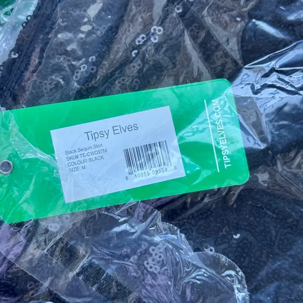 NEW Tipsy Elves Black Sequin Mini Skirt Womens Medium High Waist Holiday Party - Image 7