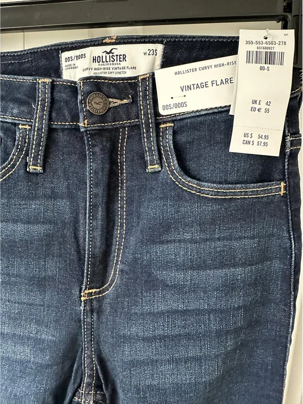 Hollister Short Curvy High-Rise Dark Wash Flare Jeans NWT Dark Wash Sz 00S / 23W - Image 5