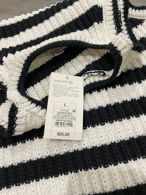 A New Day Black & White Striped sweater Tank Top - Image 4