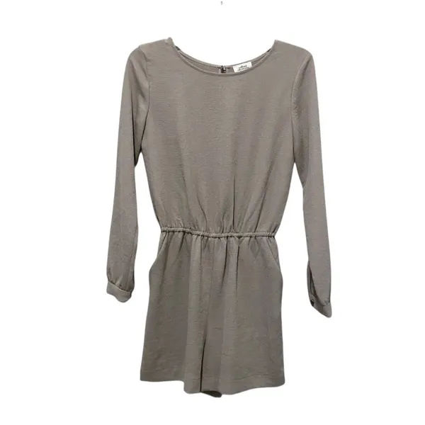 Wilfred Aritzia Romper Women's Sz Small Gray Pockets Long Sleeve Preppy Summer - Image 2