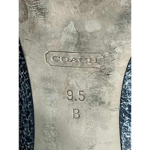 Womans Coach Adina Size 9.5 B Gray Cracked Leather Slip On Stiletto Pumps - Image 8