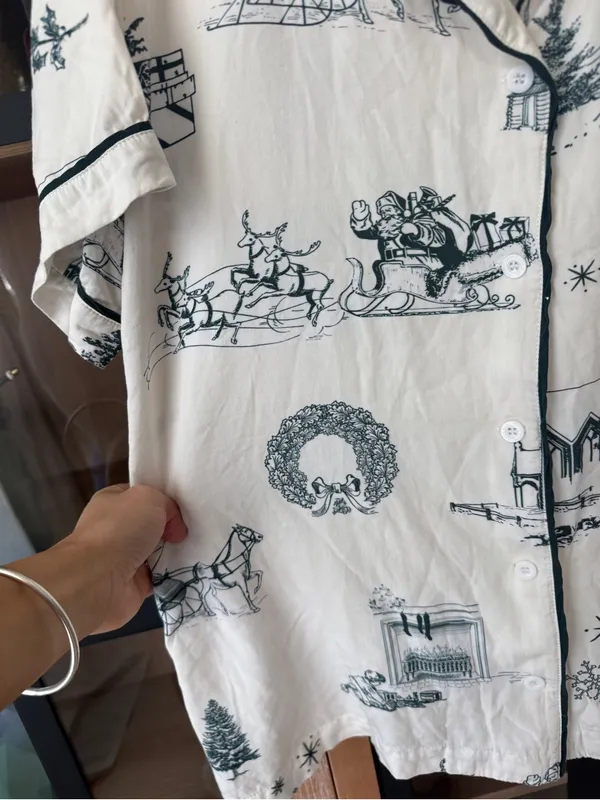 Katie Kime toile print holidays christmas winter pajamas top shirt short sleeve - Image 6