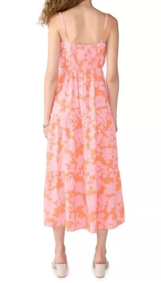 Social Standard by Sanctuary Floral Tiered Maxi Dress (Sz L) Pink & Orange - Image 3