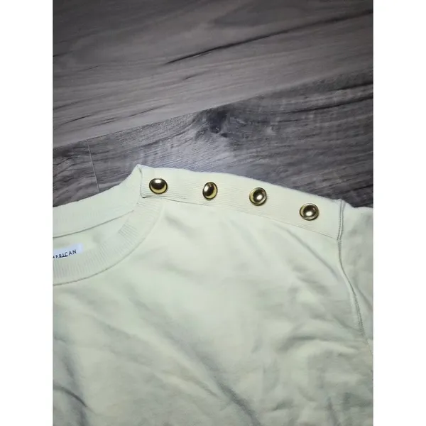 American Eagle Outfitters Cream Crewneck Sweater with Shoulder Buttons - Image 3