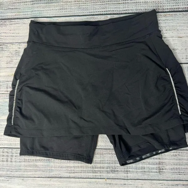 ATHLETA 2 in 1 Contender Skort Black Compression Short Liner Skirt Small - Image 4