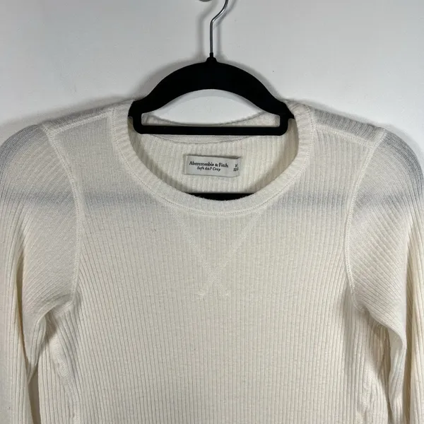 Abercrombie Fitch‎ Soft A&F Cozy Women's Ivory Long Sleeve Tunic Top Women Sz XS - Image 2