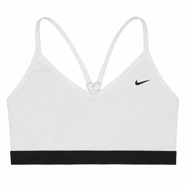 NIKE L Small Dri-Fit Indy Light Support Sports Bra White Swoosh Logo Women's - Image 2