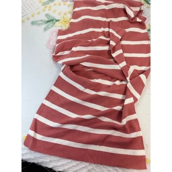Time and Tru Coral Pink White‎ Striped Ribbed Knit Maxi Dress Sleeveless Small 6 - Image 6