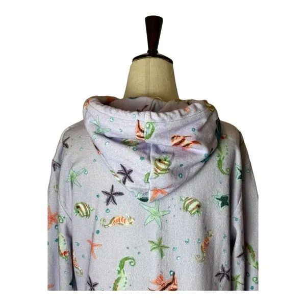 Hill House The Allie Zip Up Sweatshirt Women XS Purple Sea Creatures Hooded‎ - Image 5