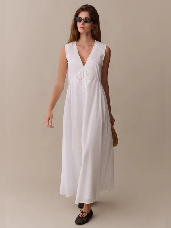NWT Few Moda Sonnet Maxi Dress size Medium M cotton white Kourt - Image 4