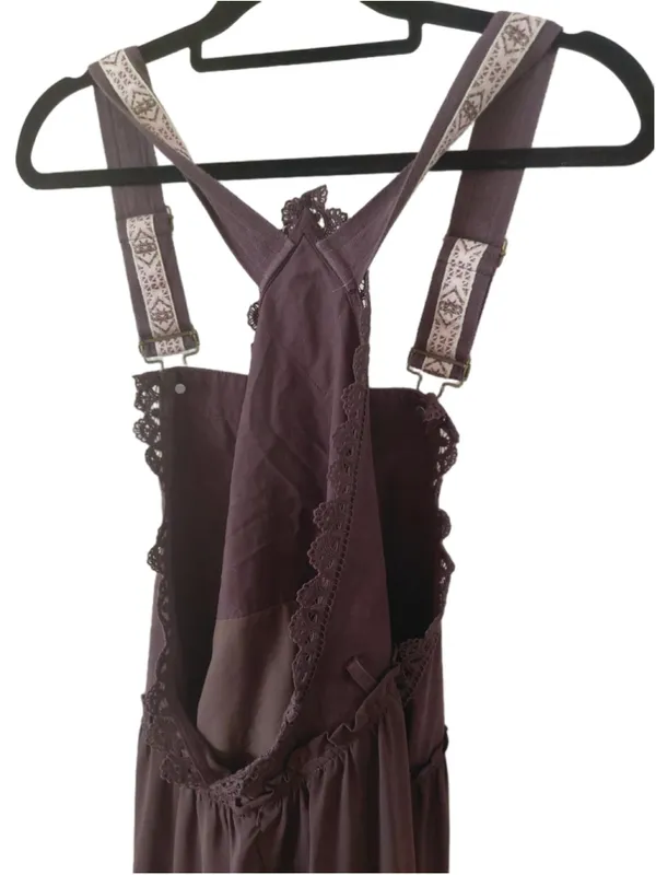 Lace Embroidered Tulle Bib Maxi Bohemian Apron Dress Size XL - Image 9