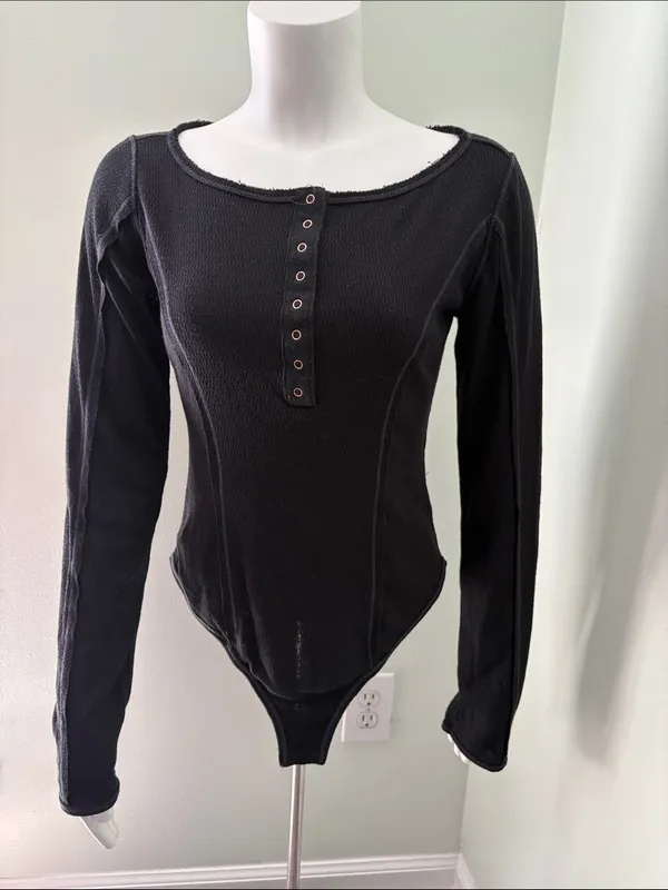 Free People Sloan Bodysuit black size small - Image 6