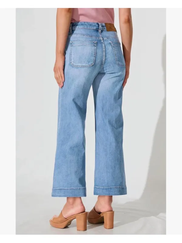 NEW High Waisted Cropped Wide Leg Jeans Stretchy Loose Denim Pants 4 - Image 9