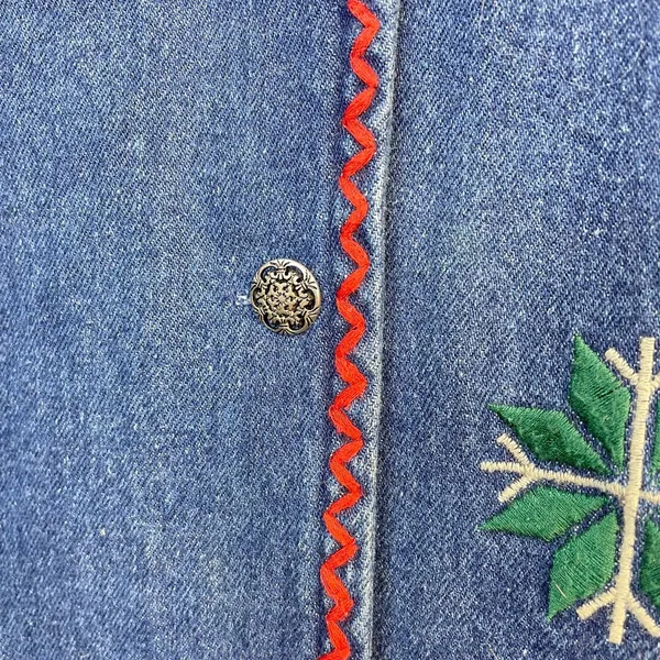 Susan Bristol Vintage Patchwork Embroidered Denim Boho Western Country Vest M - Image 5