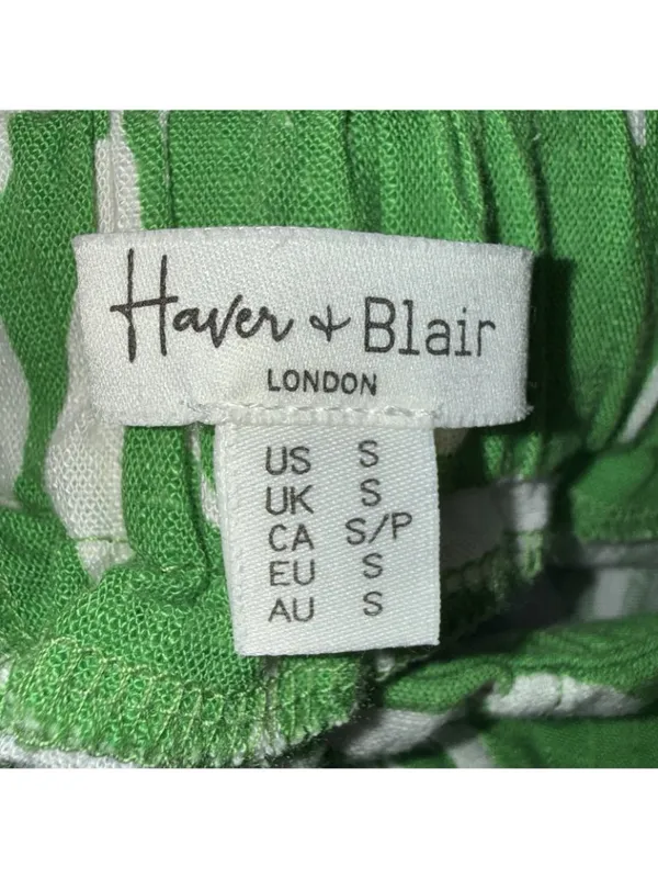 Haver Blair Wide Leg Crop Pants Flowy Linen Blend Green Floral Coastal Womens S - Image 5