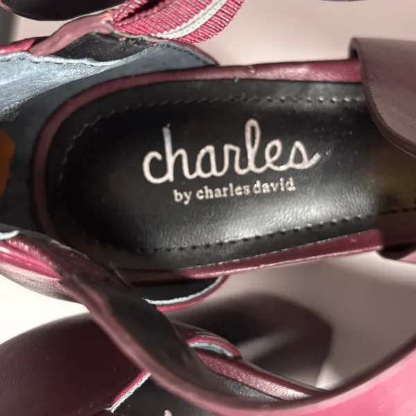 Charles by Charles David 4 Inch Platform Heels 6M Burgundy Studded Edgy Grunge - Image 7