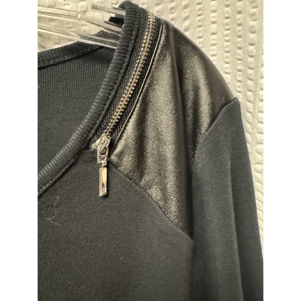 Rafaella Women's 100% Cotton Black Long Sleeve Zipper Accent Shoulder Blouse‎ XL - Image 5