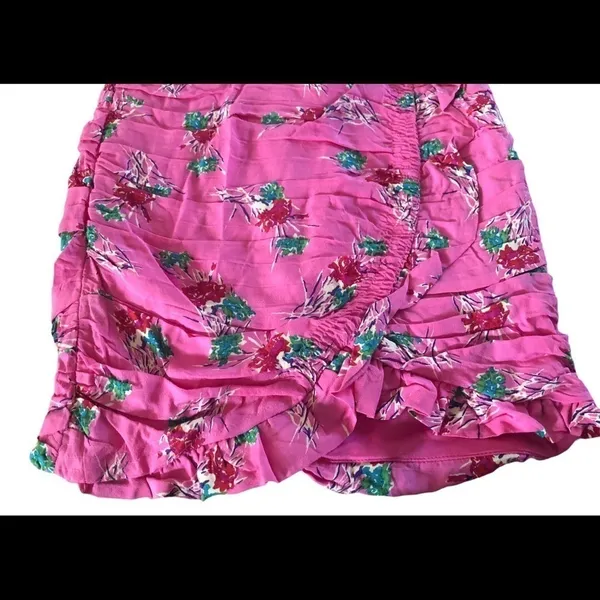 Zara Pink Floral Print Ruffle Mini Skirt Sz. XS Spring Summer Hottie - Image 3