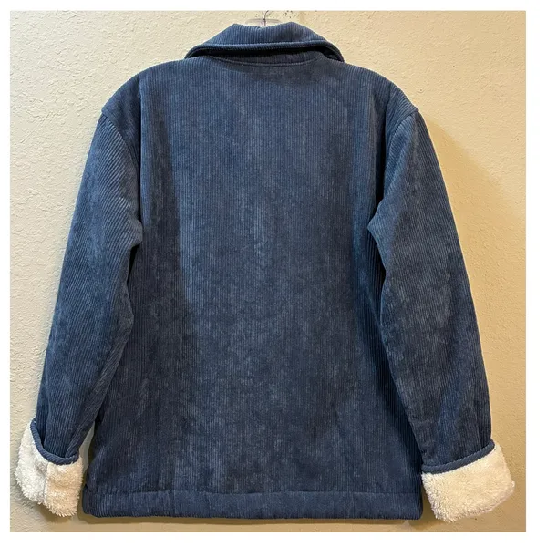 Boston Traders Women's Sherpa Lined Blue Corduroy Jacket Trucker Style Size XS - Image 8