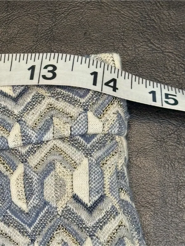 Maeve by Anthropologie Blue and Cream Geometric Knit Pencil Skirt Size Small - Image 9